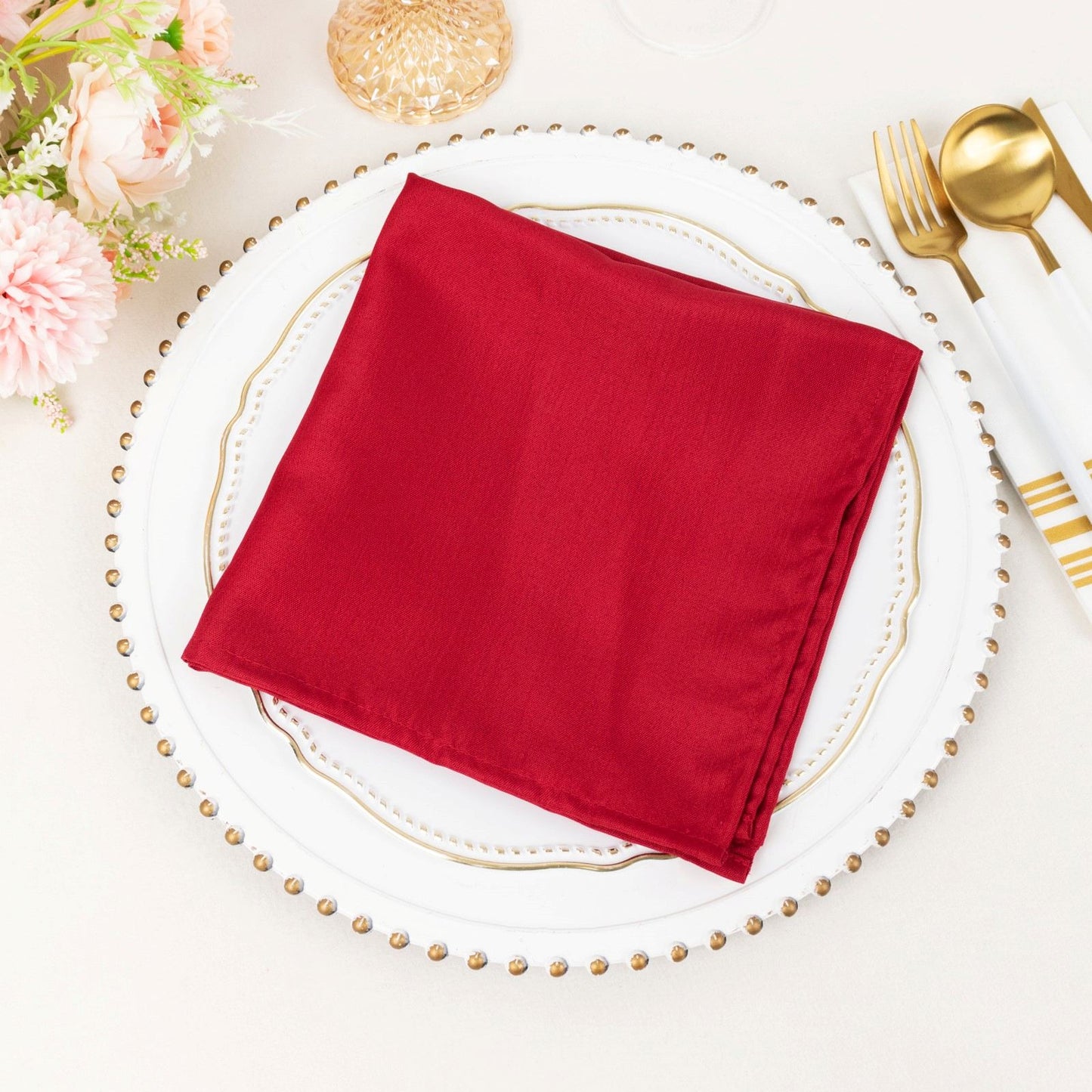 Wine Cloth Napkins with Hemmed Edges, Reusable Polyester Dinner Linen Napkins - 17"x17"