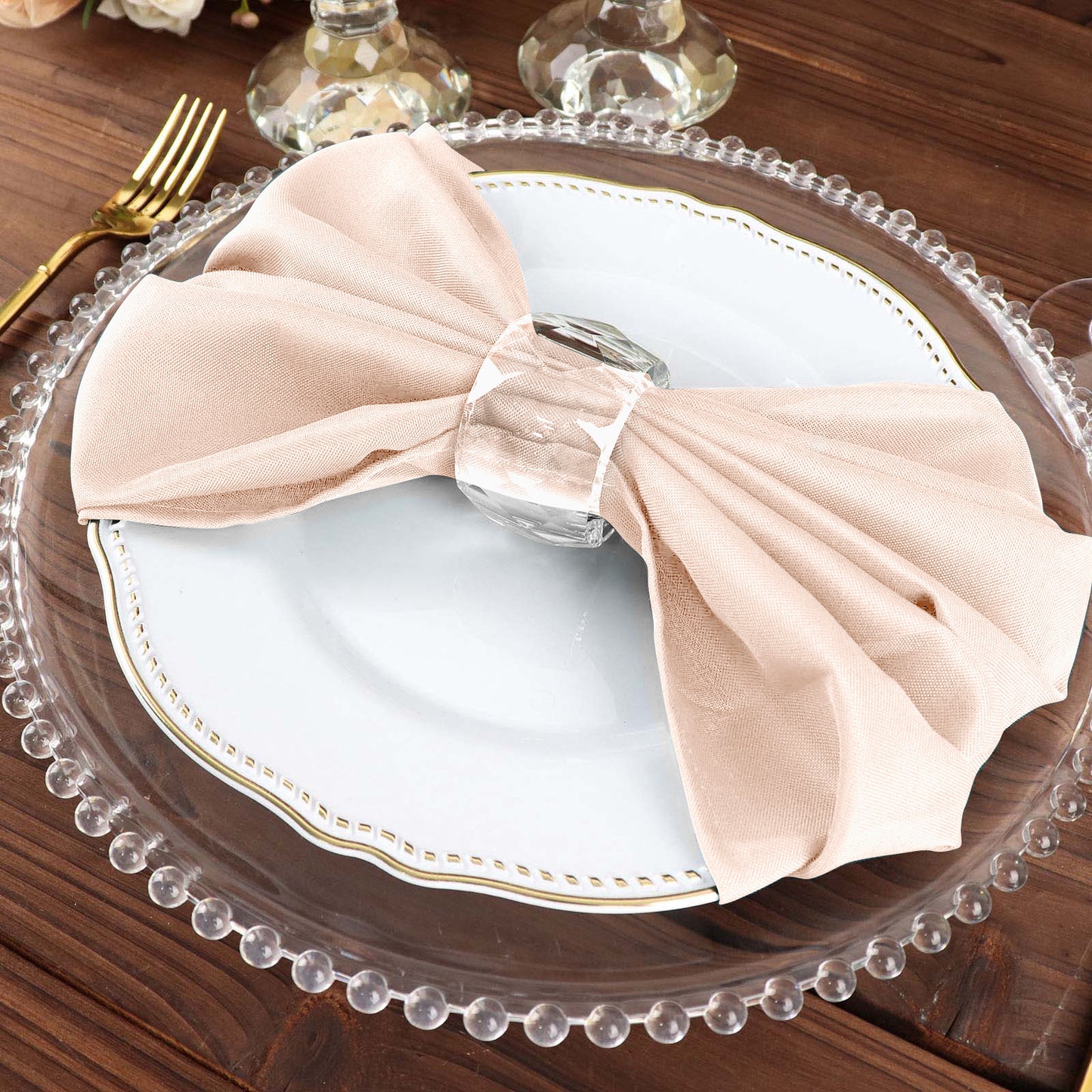 5 Pack | Blush | Rose Gold Seamless Cloth Dinner Napkins, Reusable Linen | 20inchx20inch