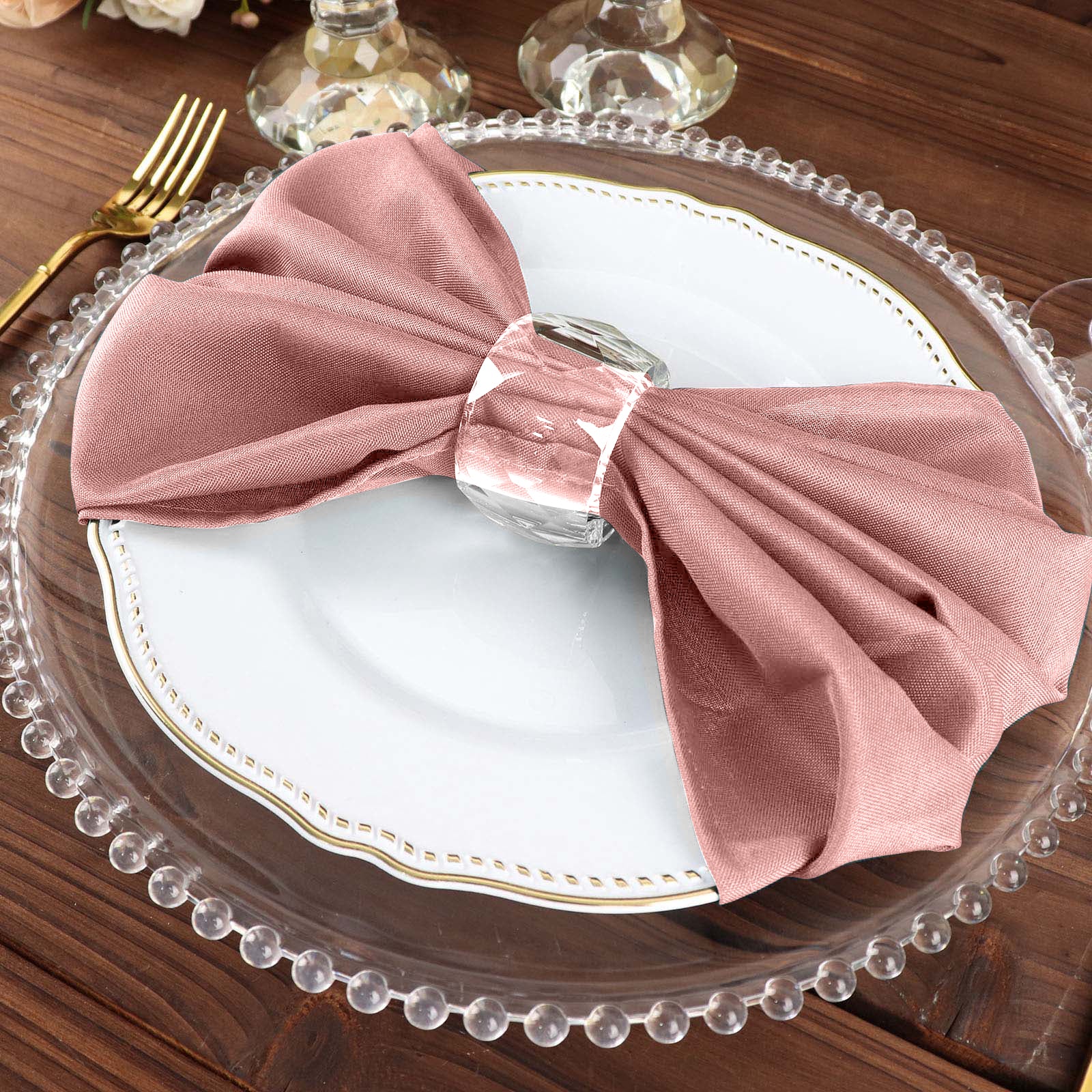 5 Pack | Dusty Rose Seamless Cloth Dinner Napkins, Reusable Linen | 20"x20"