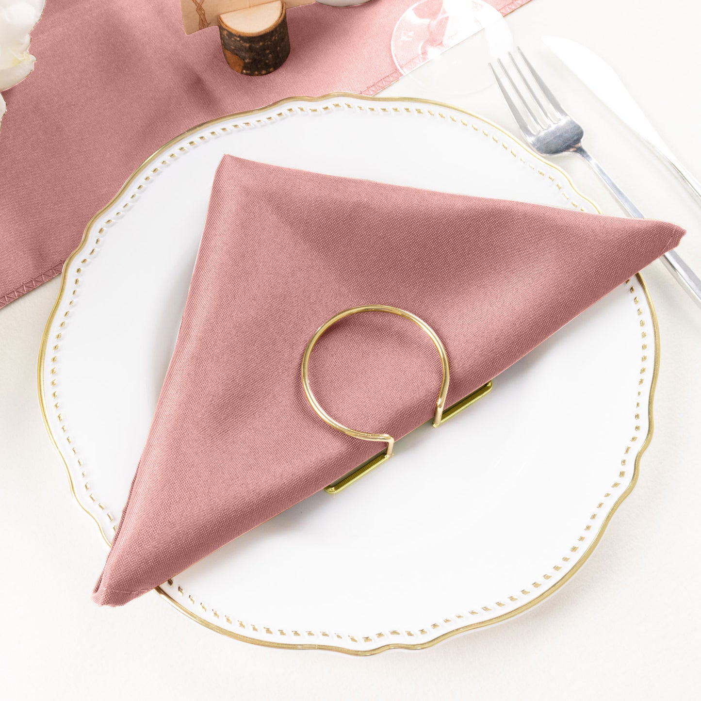 5 Pack | Dusty Rose Seamless Cloth Dinner Napkins, Reusable Linen | 20"x20"