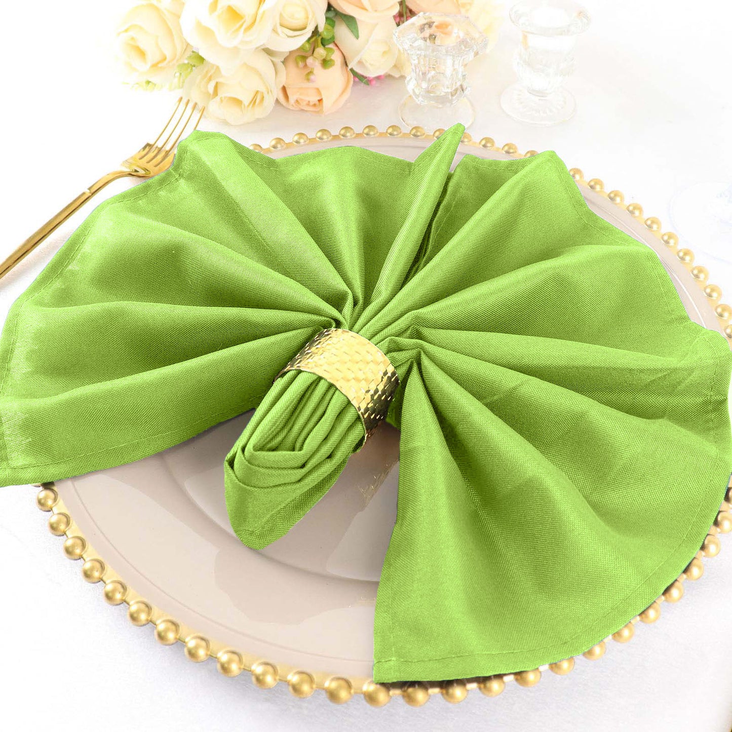 5 Pack | Apple Green Seamless Cloth Dinner Napkins, Reusable Linen | 20inchx20inch