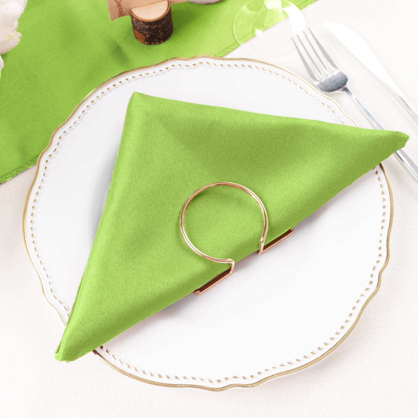 5 Pack | Apple Green Seamless Cloth Dinner Napkins, Reusable Linen | 20inchx20inch