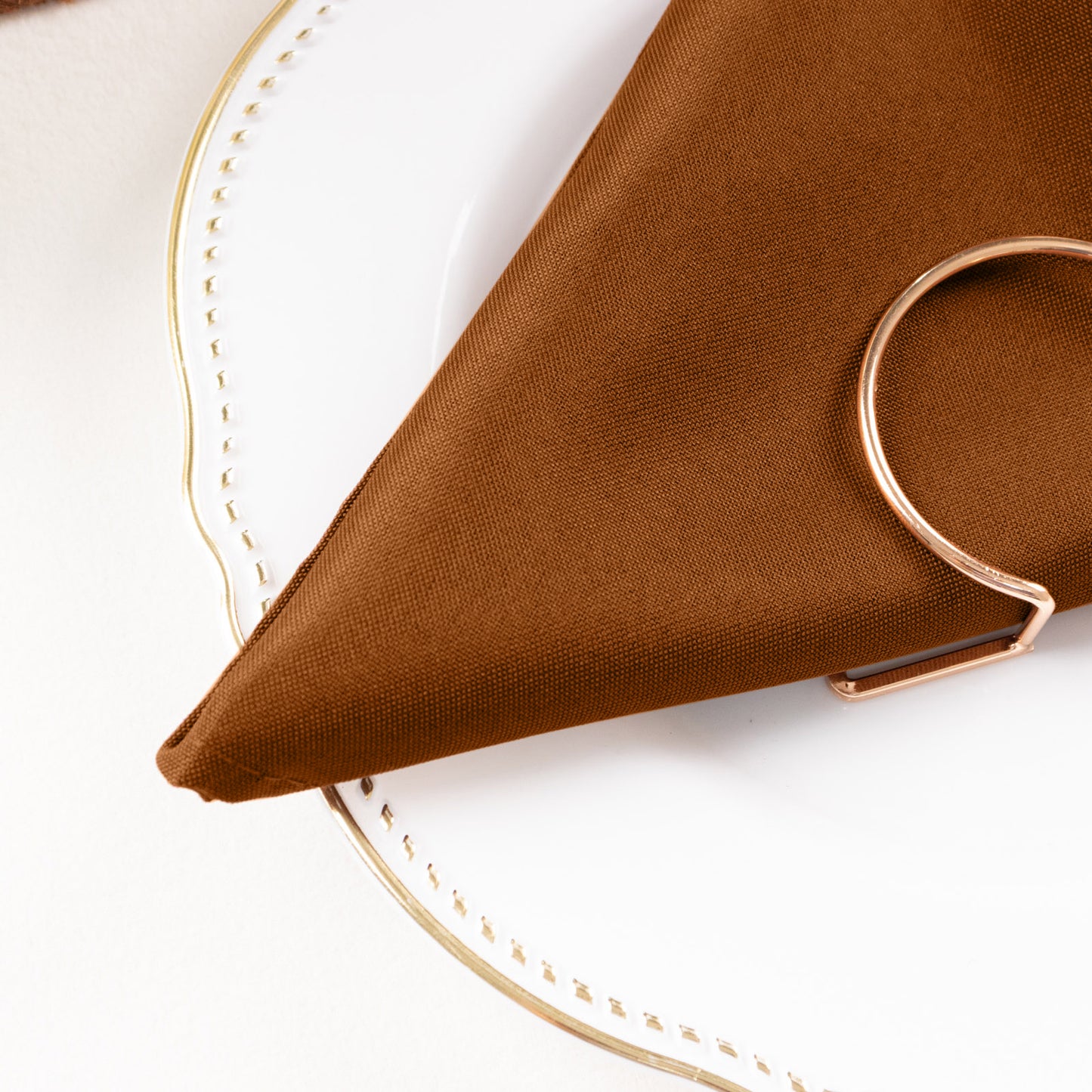 5 Pack Cinnamon Brown Cloth Napkins with Hemmed Edges, Reusable Polyester Dinner Linen Napkins - 20"x20"