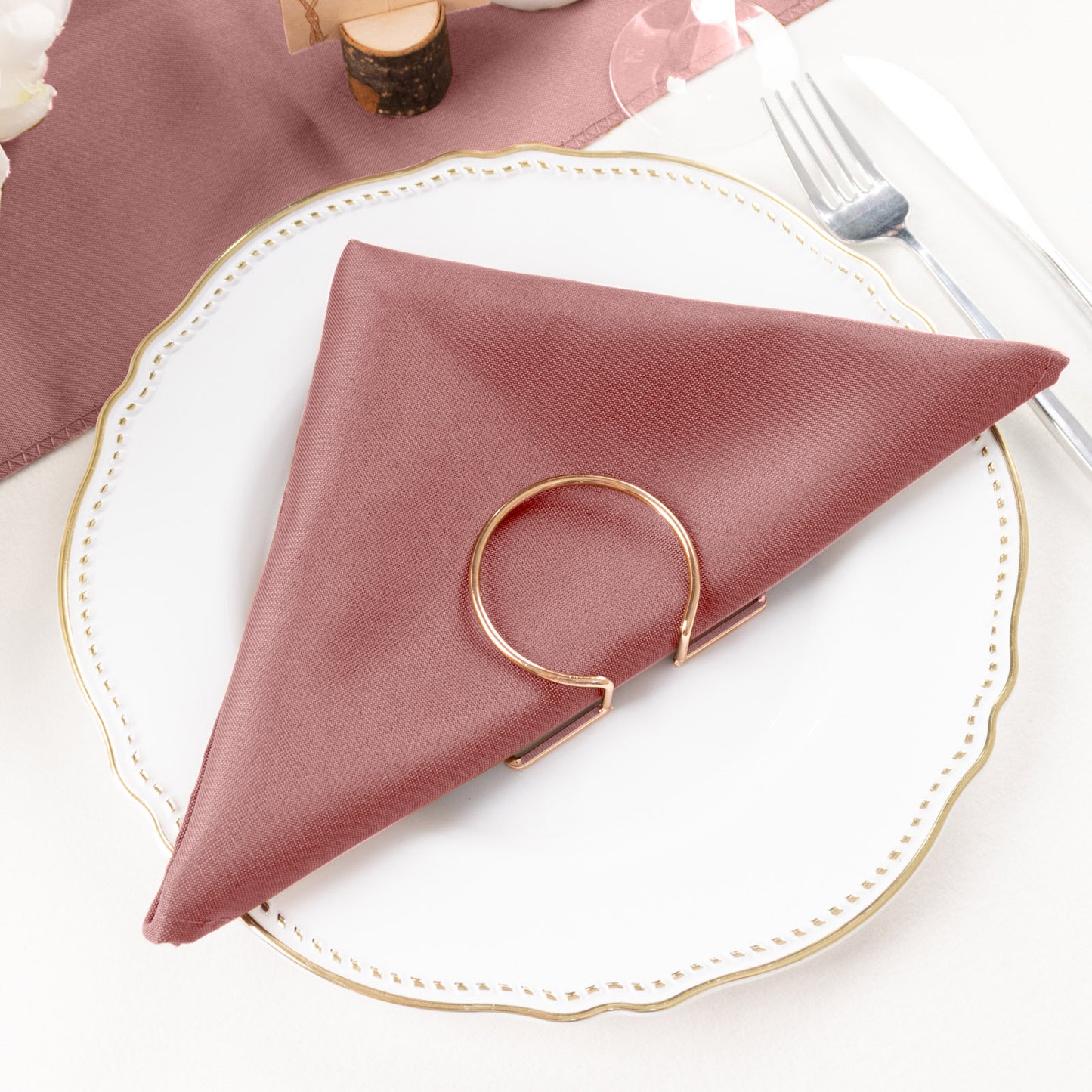 5 Pack | Cinnamon Rose Polyester Cloth Napkins, Reusable Dinner Napkins