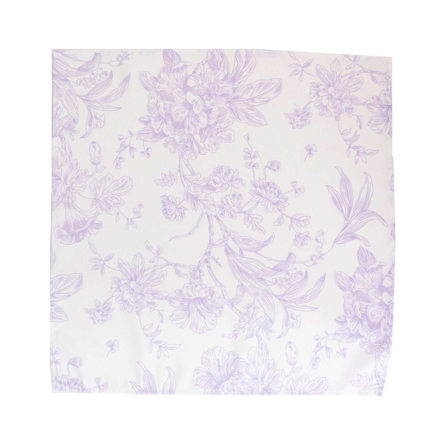 5 Pack Polyester 20"x20" Dinner Napkins White with Lavender Lilac French Toile Pattern - Reusable Floral Cloth Napkins