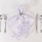 5 Pack Polyester 20"x20" Dinner Napkins White with Lavender Lilac French Toile Pattern - Reusable Floral Cloth Napkins