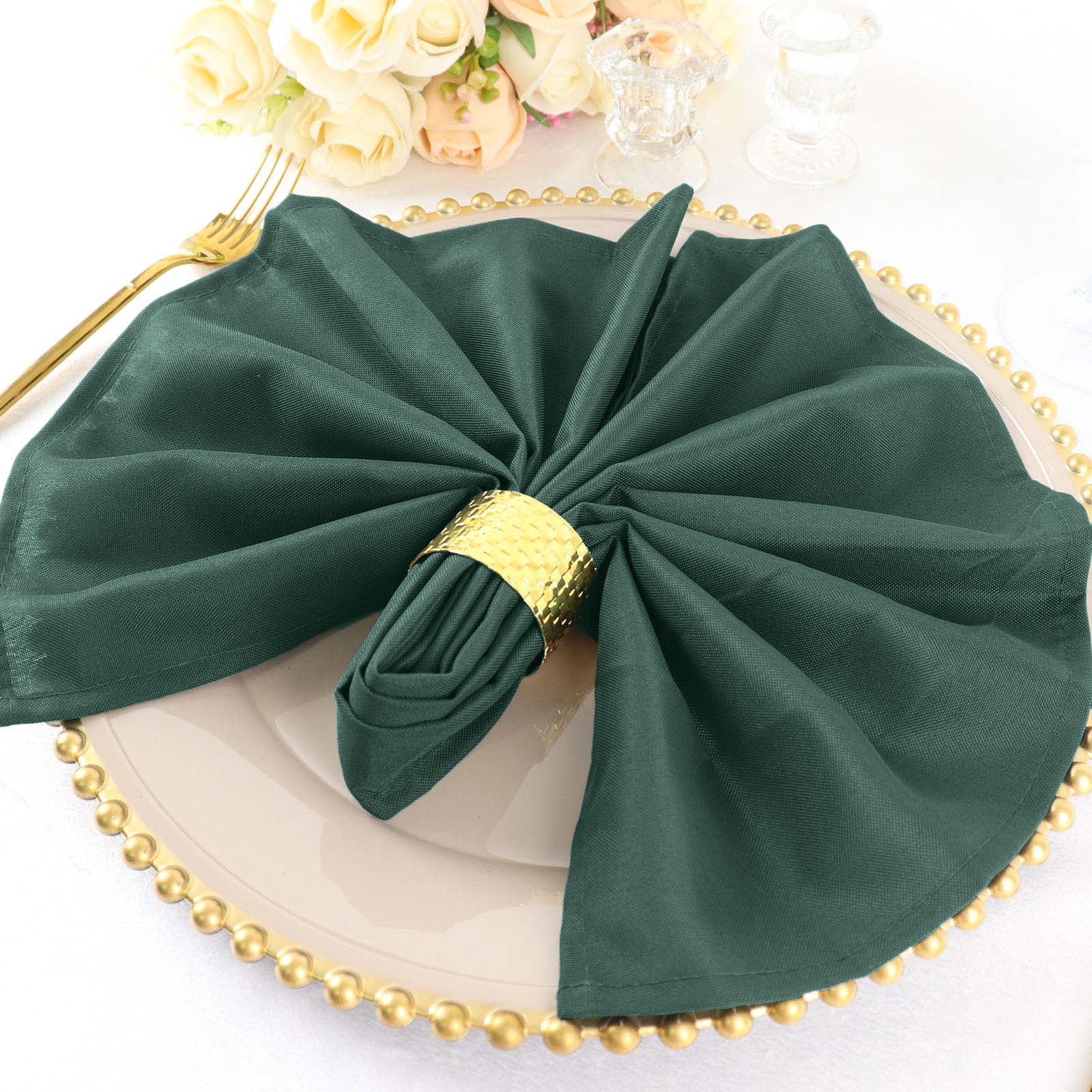 Emerald Green Hunter Cloth Dinner Napkins 20 Inch x 20 Inch Seamless 5 Pack