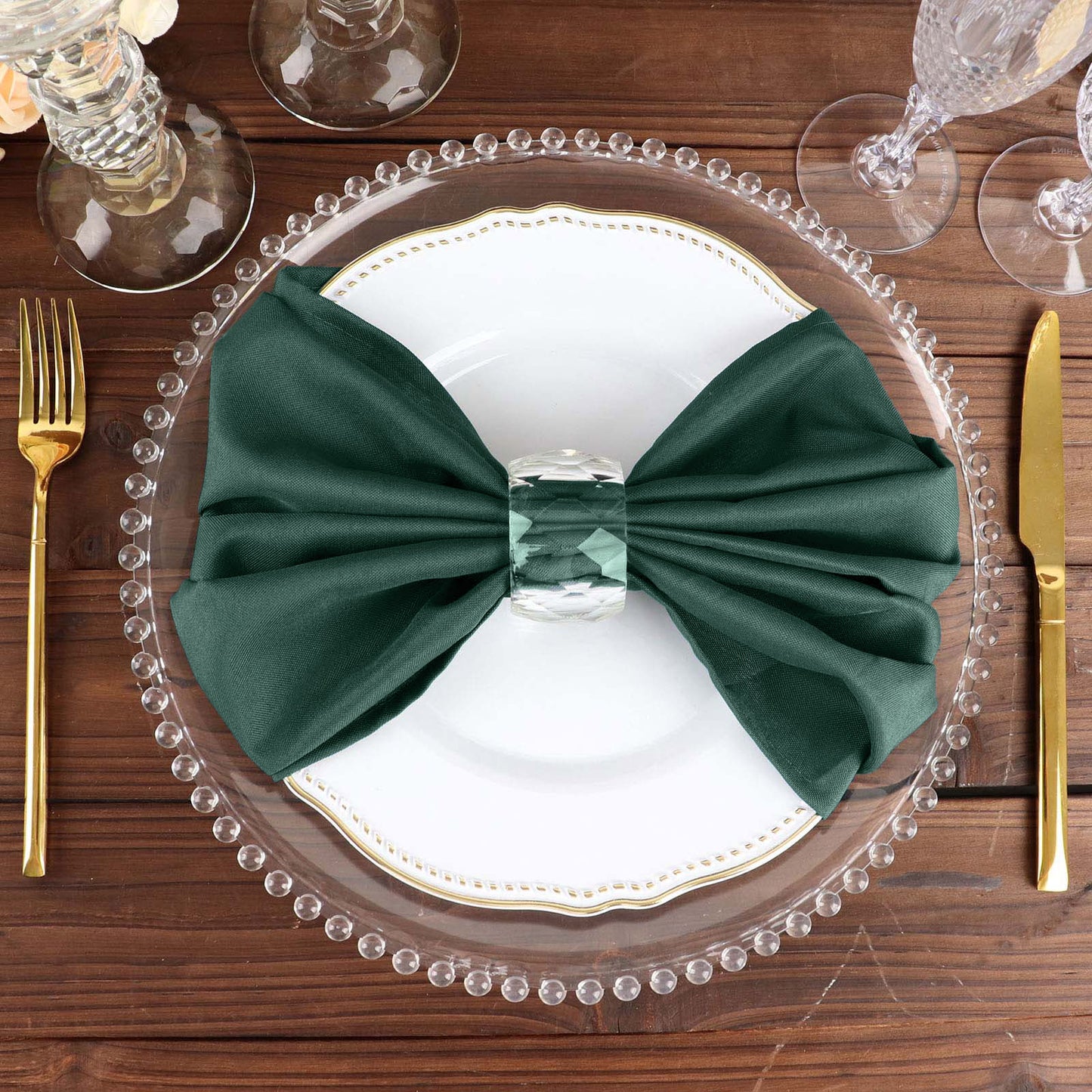 Emerald Green Hunter Cloth Dinner Napkins 20 Inch x 20 Inch Seamless 5 Pack