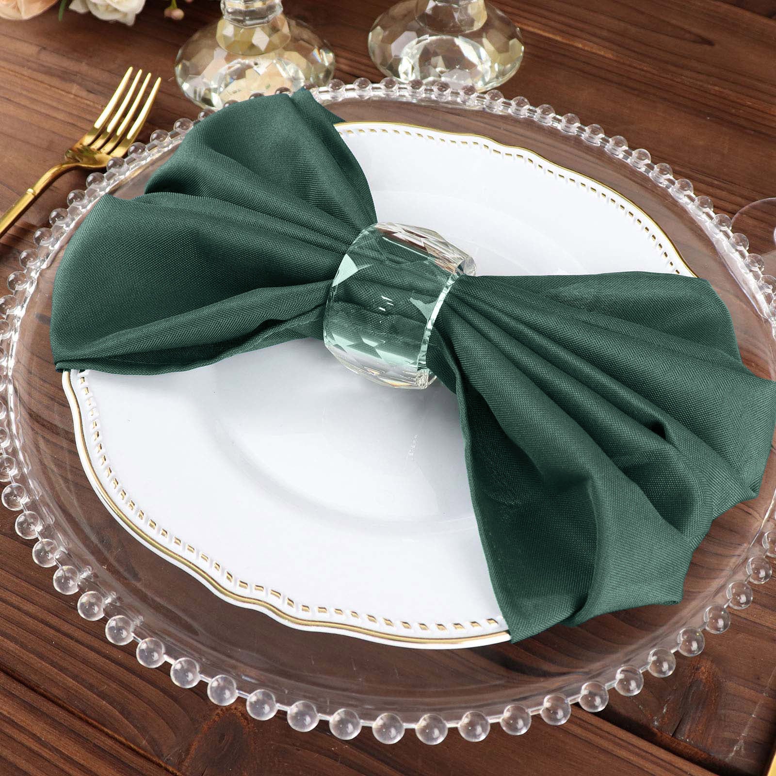 Emerald Green Hunter Cloth Dinner Napkins 20 Inch x 20 Inch Seamless 5 Pack