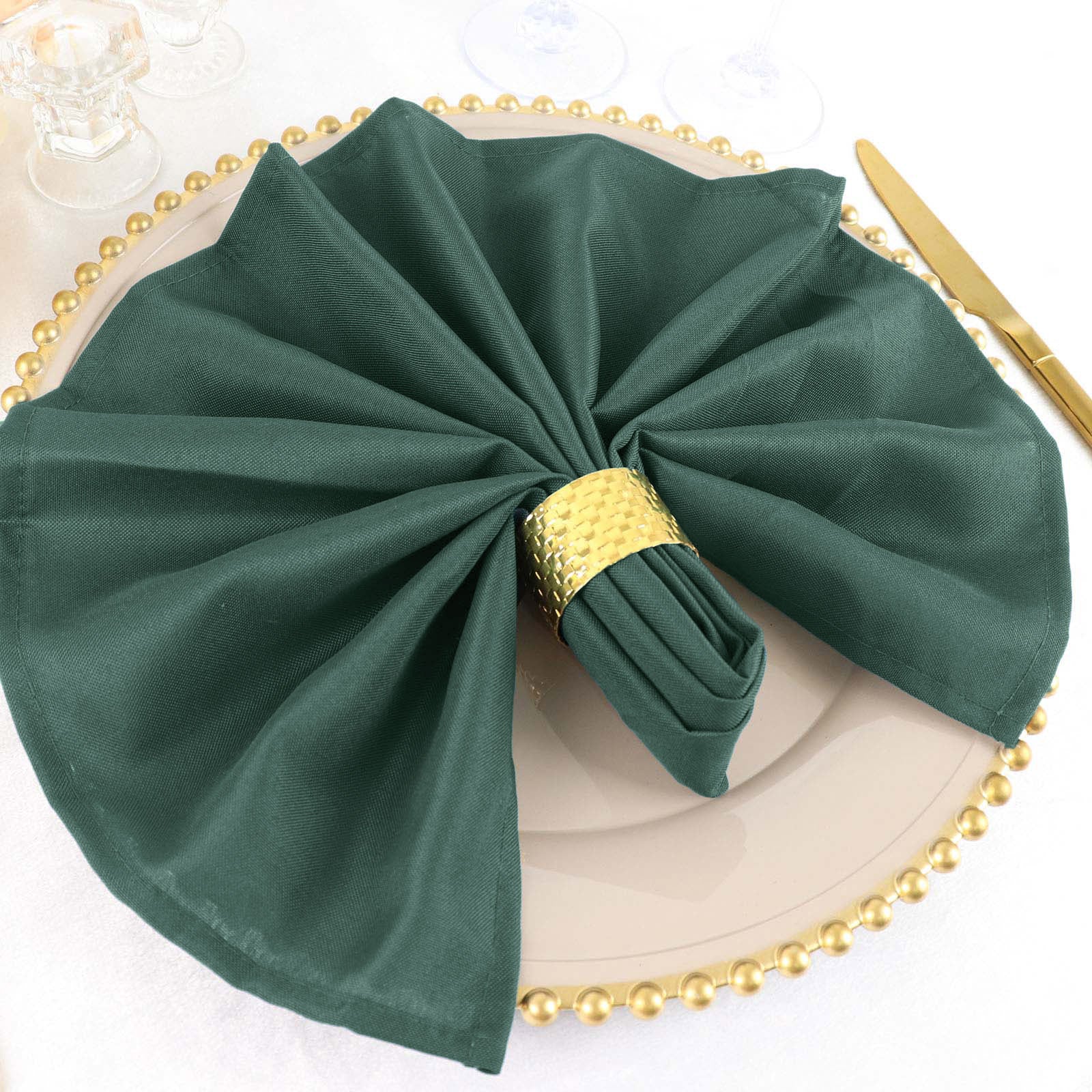 Emerald Green Hunter Cloth Dinner Napkins 20 Inch x 20 Inch Seamless 5 Pack