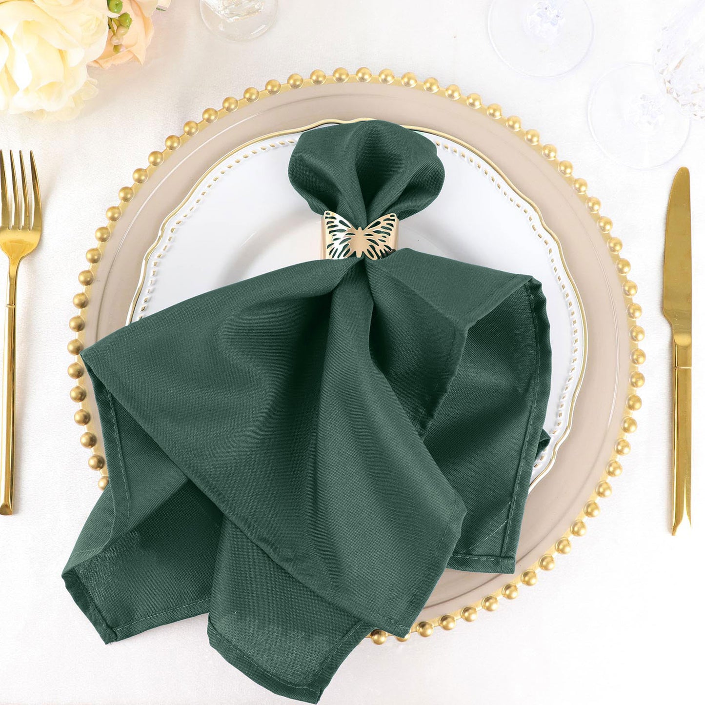 Emerald Green Hunter Cloth Dinner Napkins 20 Inch x 20 Inch Seamless 5 Pack