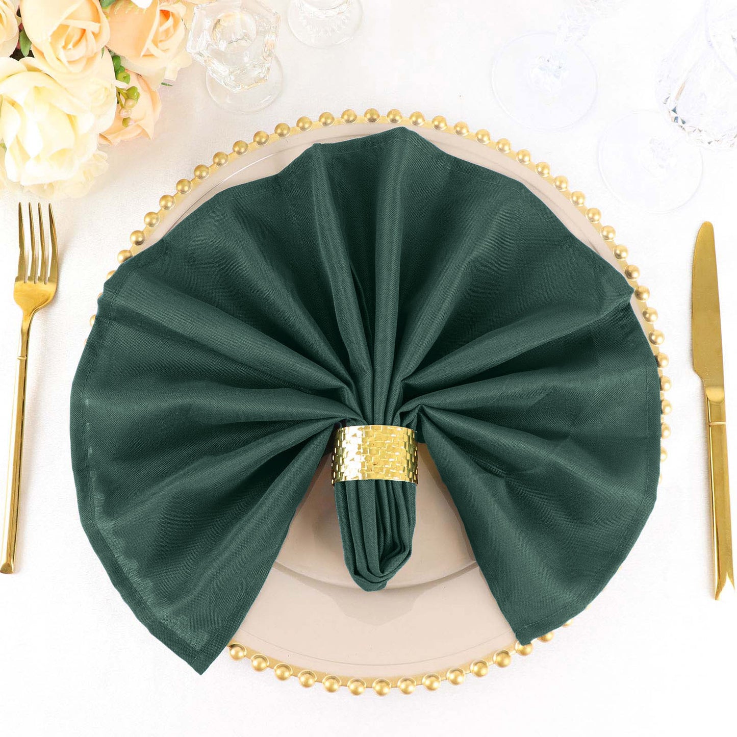 Emerald Green Hunter Cloth Dinner Napkins 20 Inch x 20 Inch Seamless 5 Pack