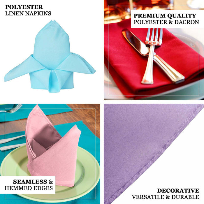 5 Pack Turquoise Cloth Napkins with Hemmed Edges, Reusable Polyester Dinner Linen Napkins - 20"x20"