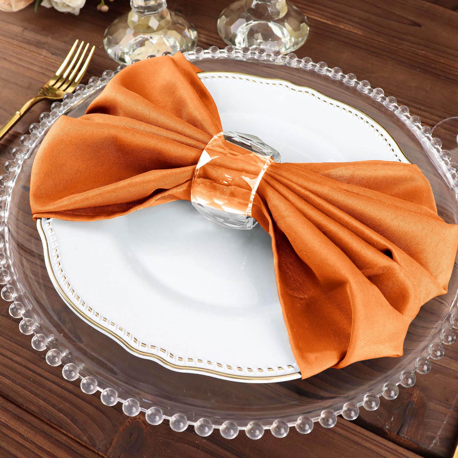 5 Pack | Orange Seamless Cloth Dinner Napkins, Reusable Linen | 20inchx20inch