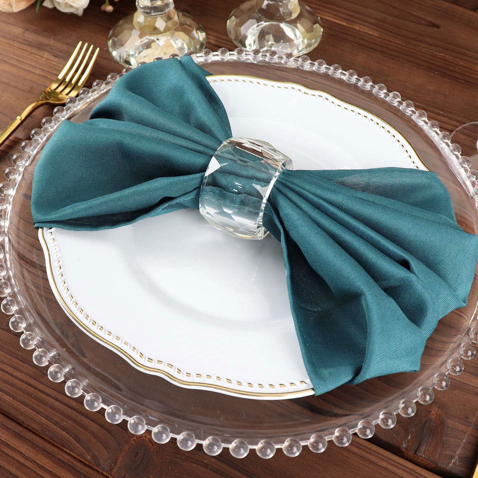 Reusable Linen Napkins Peacock Teal 20x20 Inches Set Of 5