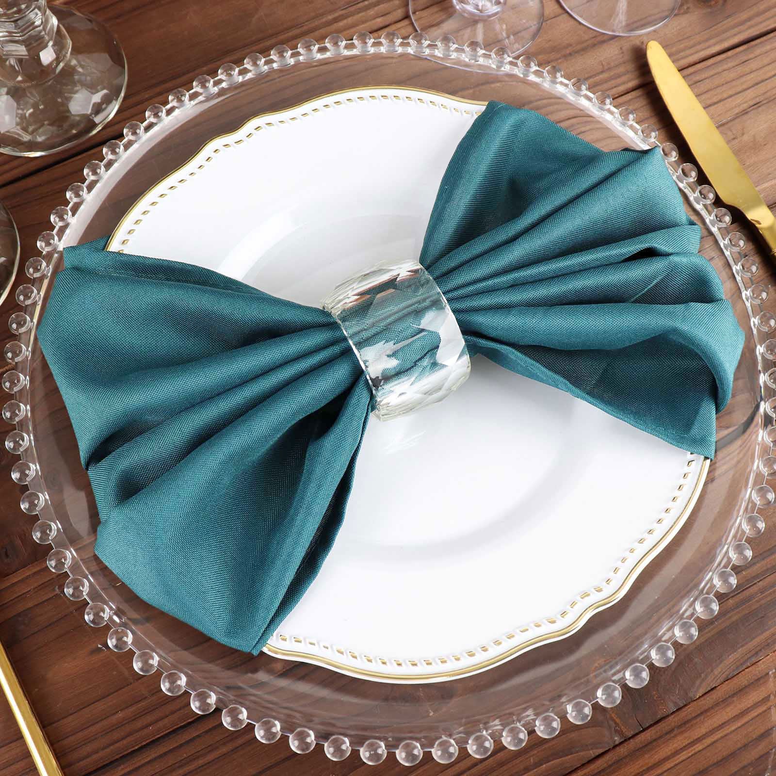 Reusable Linen Napkins Peacock Teal 20x20 Inches Set Of 5