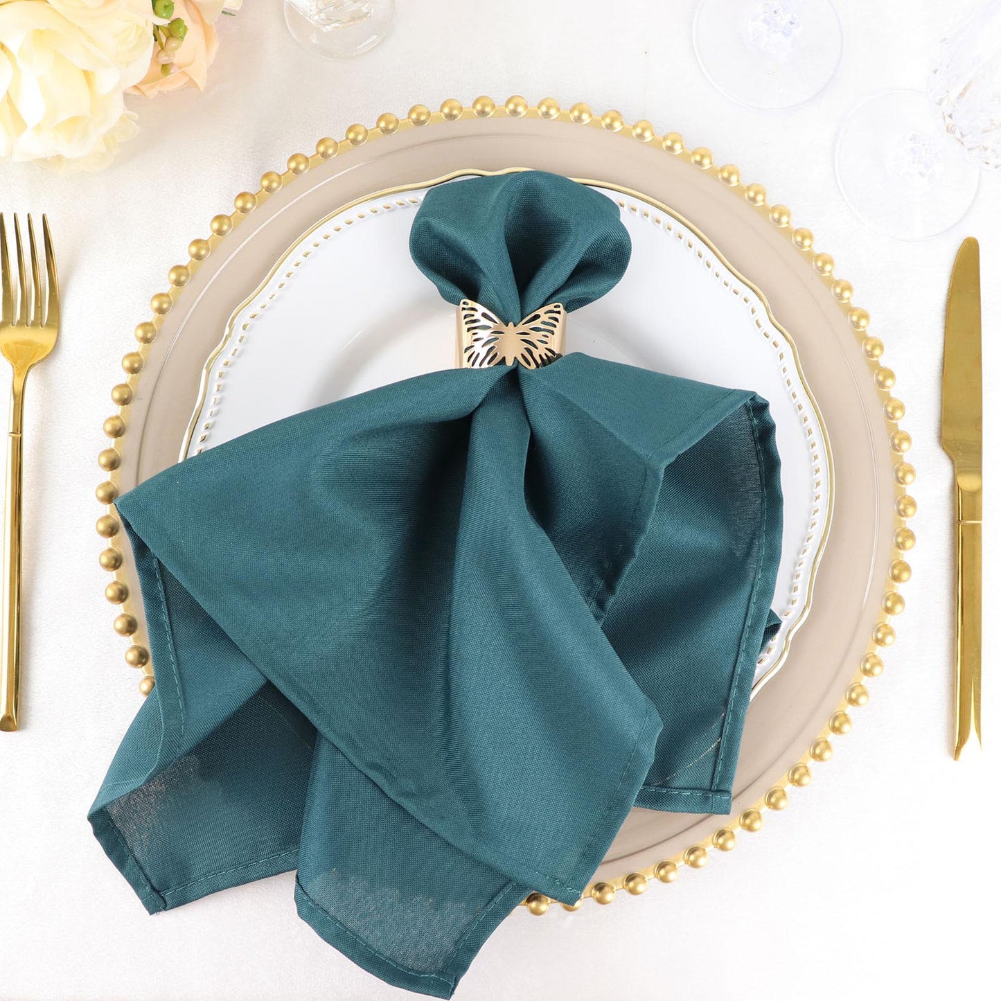 Reusable Linen Napkins Peacock Teal 20x20 Inches Set Of 5