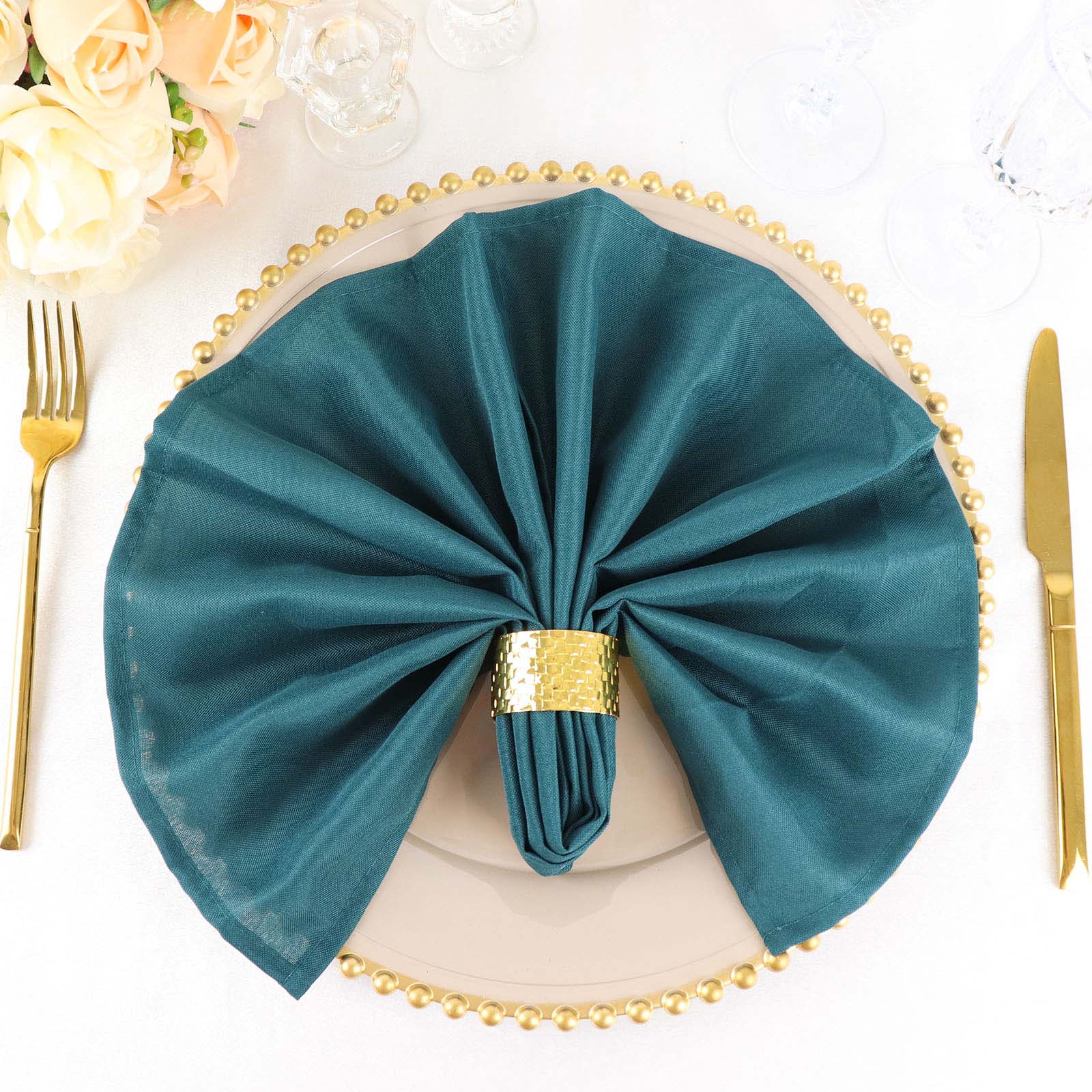 Reusable Linen Napkins Peacock Teal 20x20 Inches Set Of 5