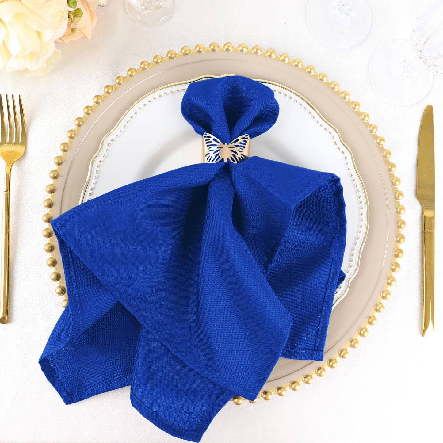 5 Pack | Royal Blue Seamless Cloth Dinner Napkins, Reusable Linen | 20inchx20inch