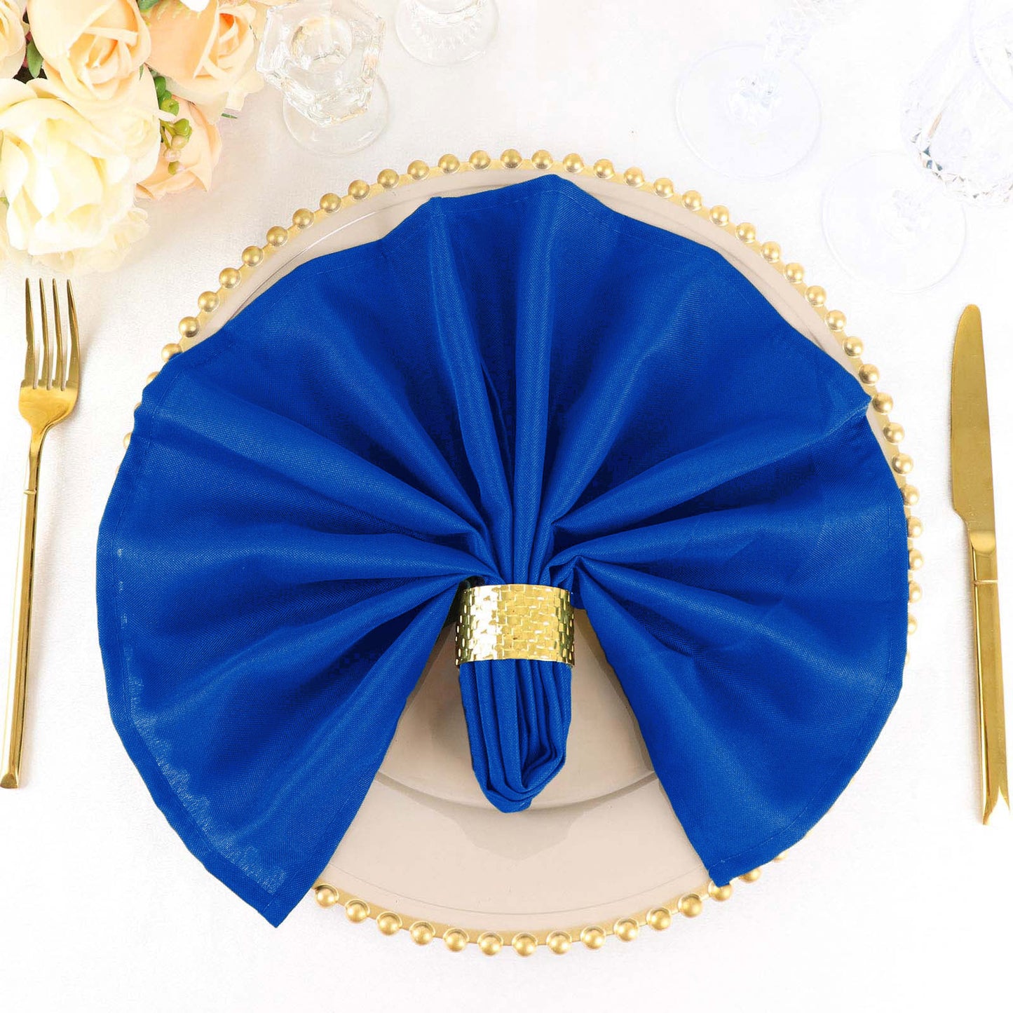 5 Pack | Royal Blue Seamless Cloth Dinner Napkins, Reusable Linen | 20inchx20inch