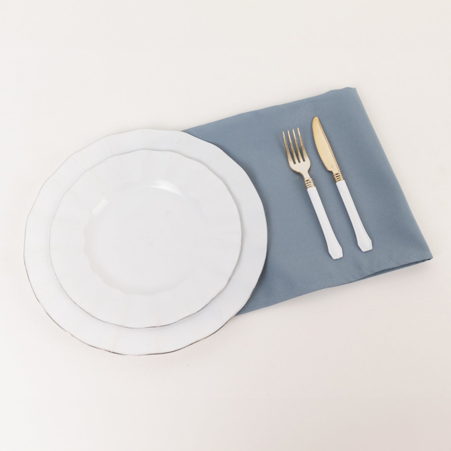 5 Pack Dusty Blue Premium Polyester Cloth Napkins with Hemmed Edges, Reusable Dinner Napkins 20"x20 - 220GSM