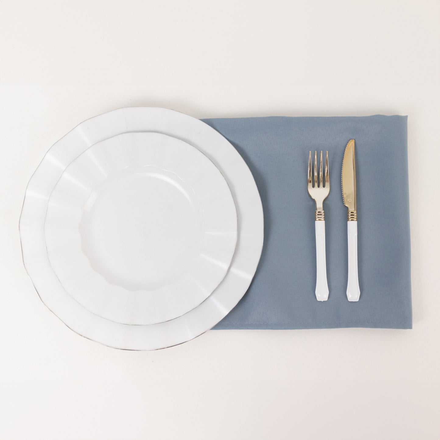 5 Pack Dusty Blue Premium Polyester Cloth Napkins with Hemmed Edges, Reusable Dinner Napkins 20"x20 - 220GSM