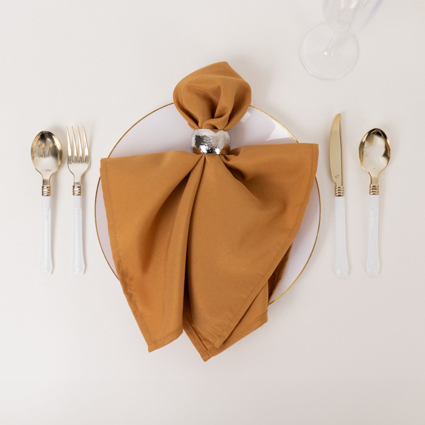 5 Pack Gold Premium Polyester Cloth Napkins with Hemmed Edges, Reusable Dinner Napkins 20"x20 - 220GSM