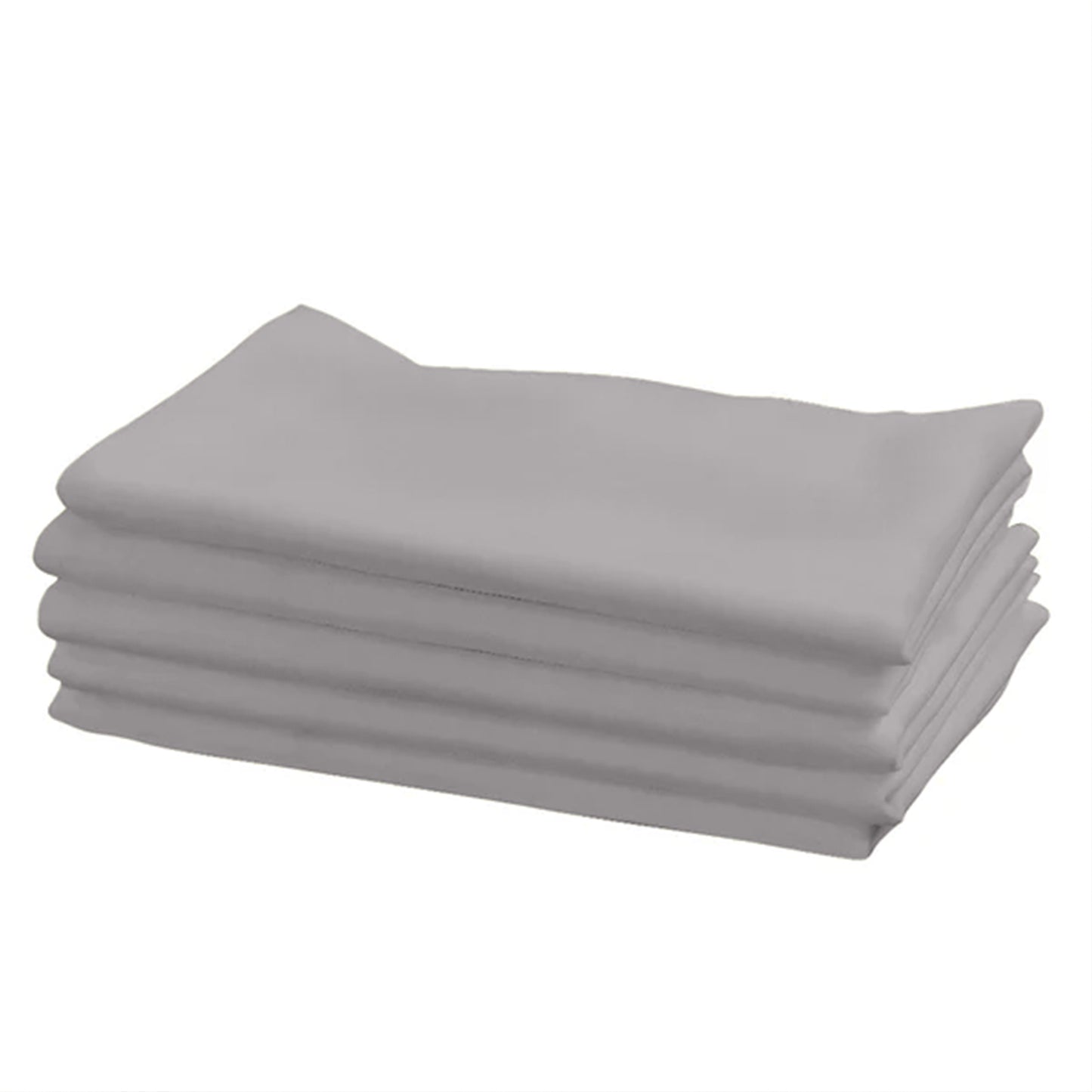 5 Pack Silver Premium Polyester Cloth Napkins with Hemmed Edges, Reusable Dinner Napkins 20"x20 - 220GSM