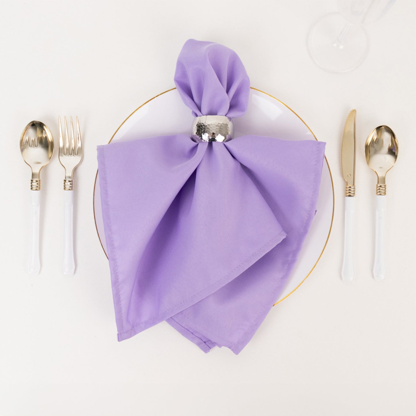 5 Pack Lavender Lilac Premium Polyester Cloth Napkins with Hemmed Edges, Reusable Dinner Napkins 20"x20 - 220GSM