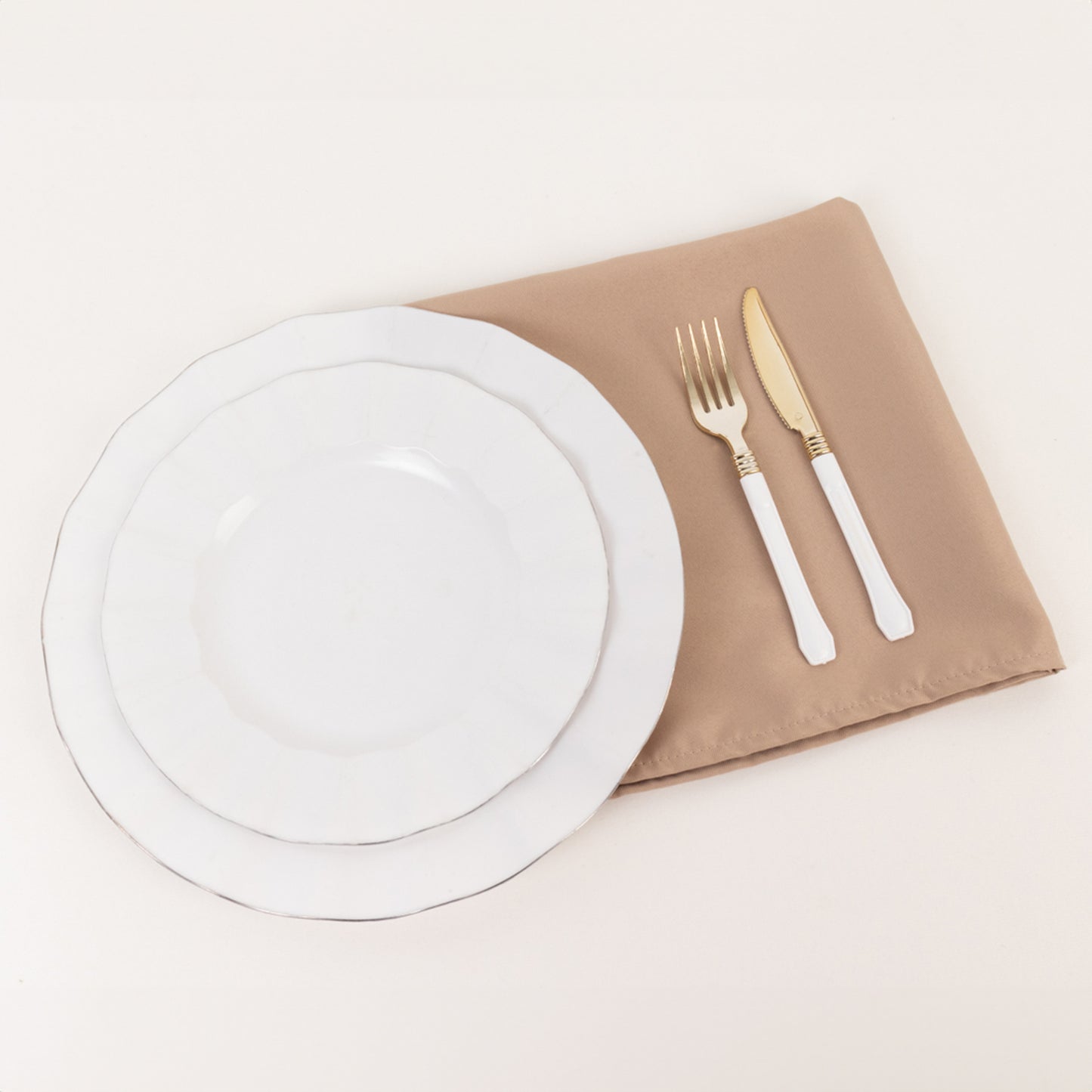 5 Pack Nude Premium Polyester Cloth Napkins with Hemmed Edges, Reusable Dinner Napkins 20"x20 - 220GSM