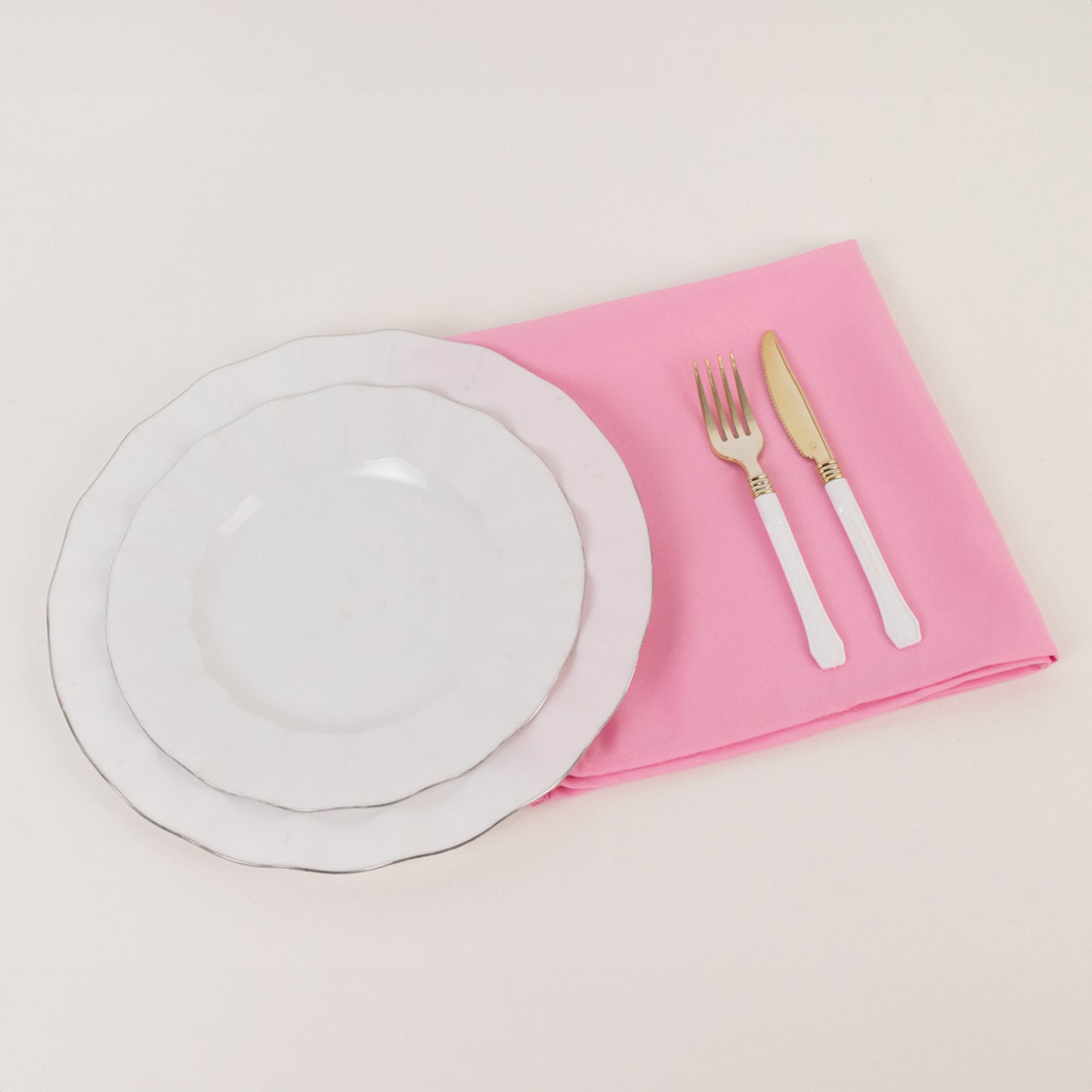 5 Pack Pink Premium Polyester Cloth Napkins with Hemmed Edges, Reusable Dinner Napkins 20"x20 - 220GSM