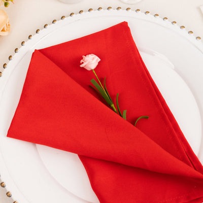 Luxurious Feel of Red Premium Polyester Dinner Napkins