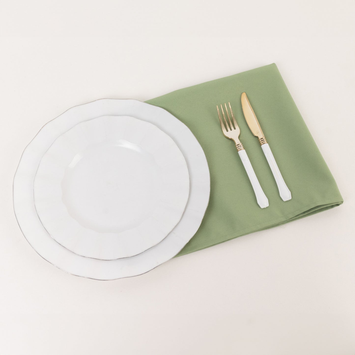 5 Pack Sage Green Premium Polyester Cloth Napkins with Hemmed Edges, Reusable Dinner Napkins 20"x20 - 220GSM