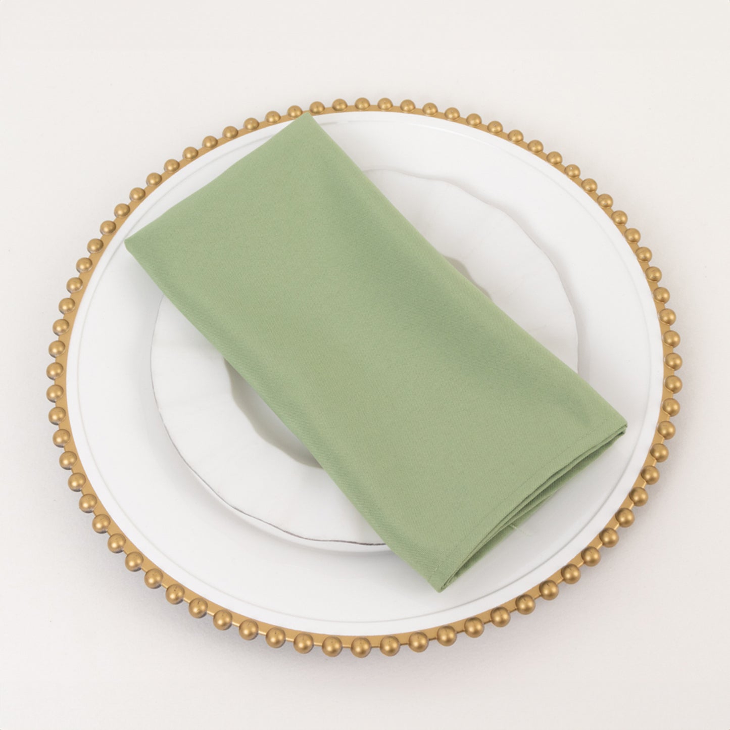 5 Pack Sage Green Premium Polyester Cloth Napkins with Hemmed Edges, Reusable Dinner Napkins 20"x20 - 220GSM