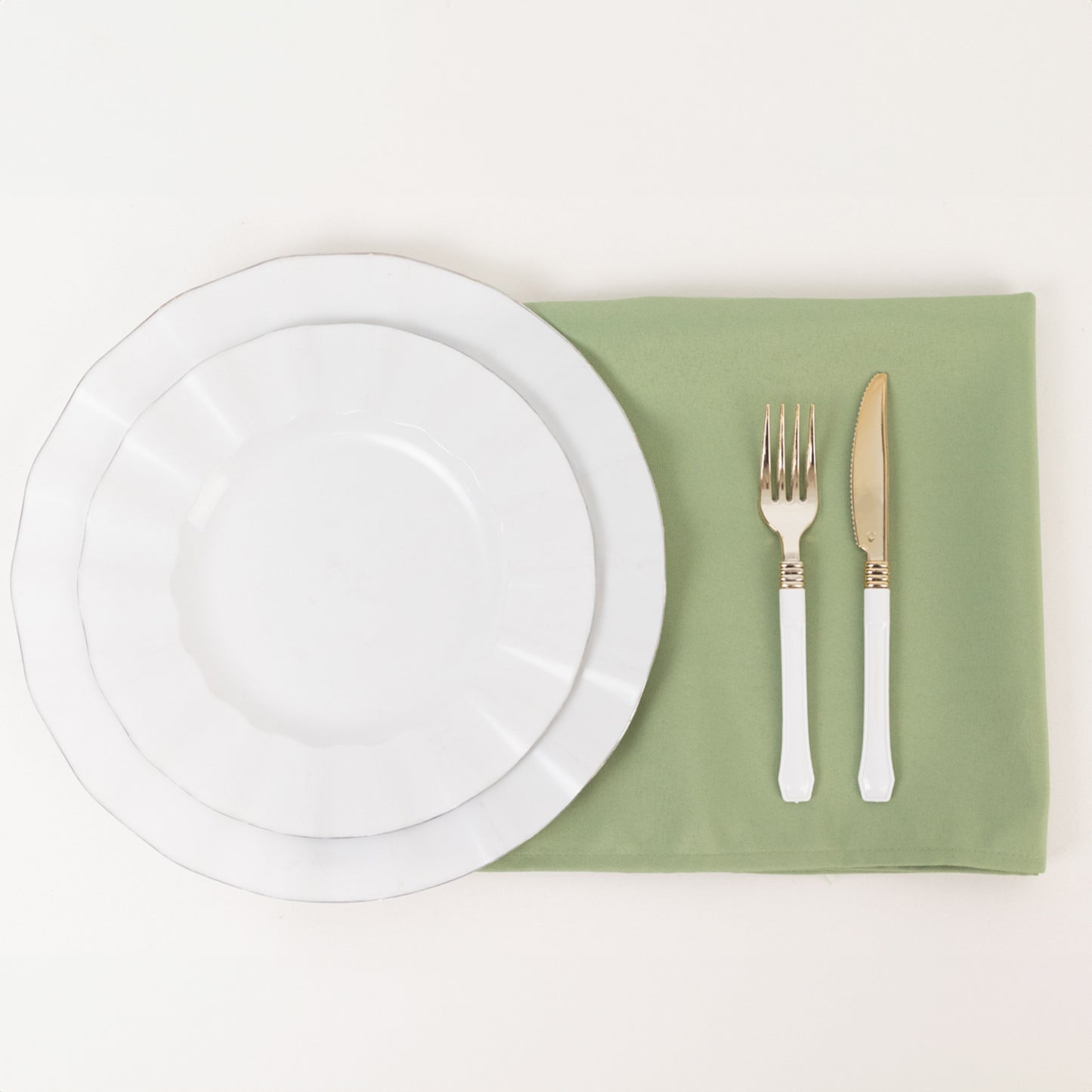 5 Pack Sage Green Premium Polyester Cloth Napkins with Hemmed Edges, Reusable Dinner Napkins 20"x20 - 220GSM