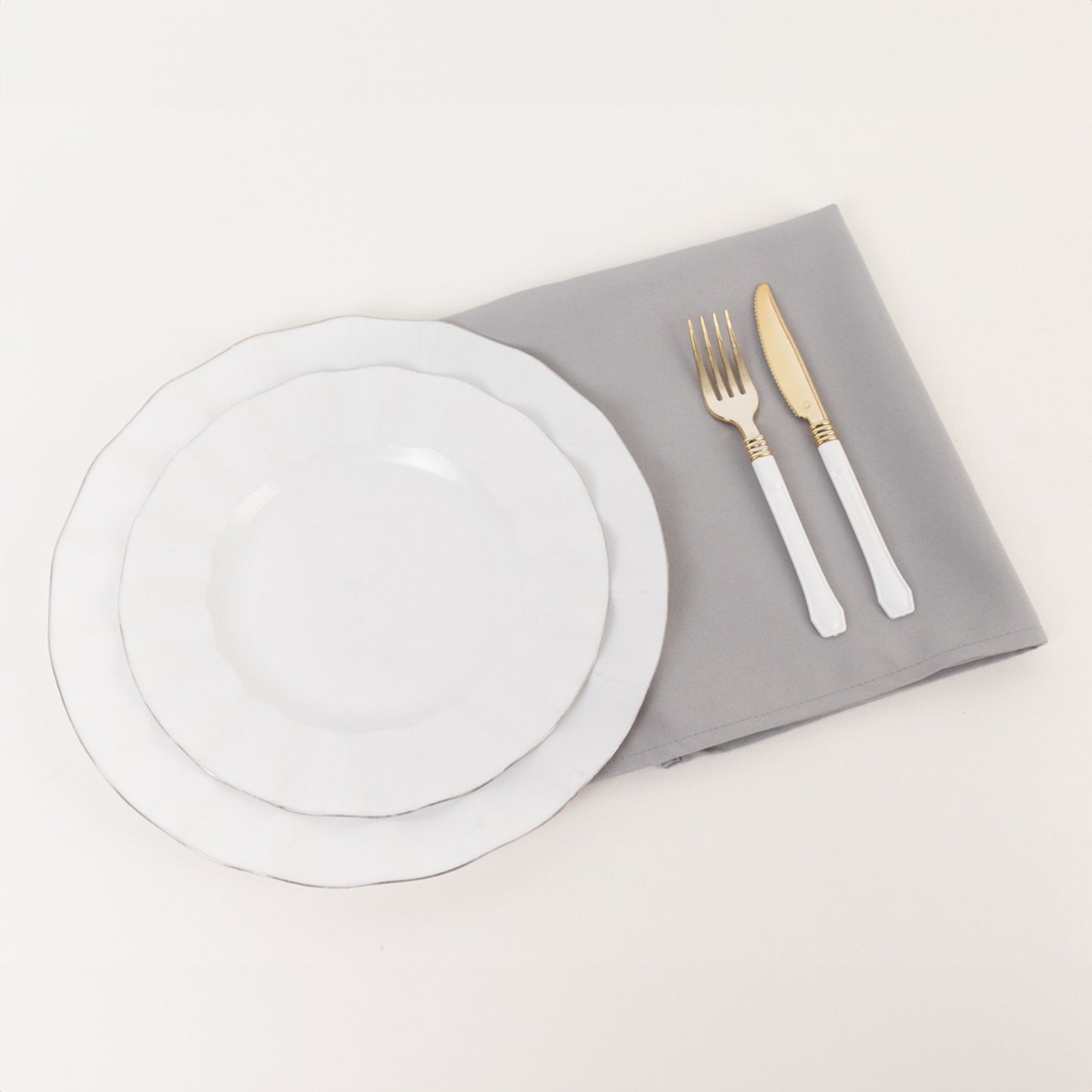 5 Pack Silver Premium Polyester Cloth Napkins with Hemmed Edges, Reusable Dinner Napkins 20"x20 - 220GSM