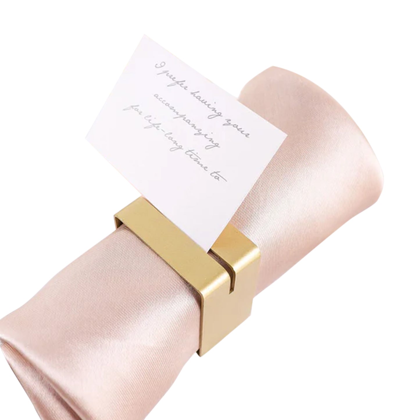 4 Pack | Matte Gold Metal Square Napkin Rings with Place Card Holder, Modern Design Multipurpose Napkins Rings