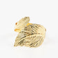 Metallic gold ornate leaf napkin ring holder.