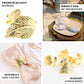 Metallic gold ornate leaf napkin rings for elegant table settings.