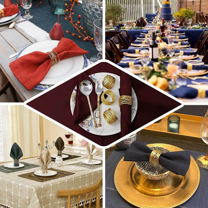 4 Pack | Shiny Gold Metal Wire Paper or Cloth Linen Napkin Rings