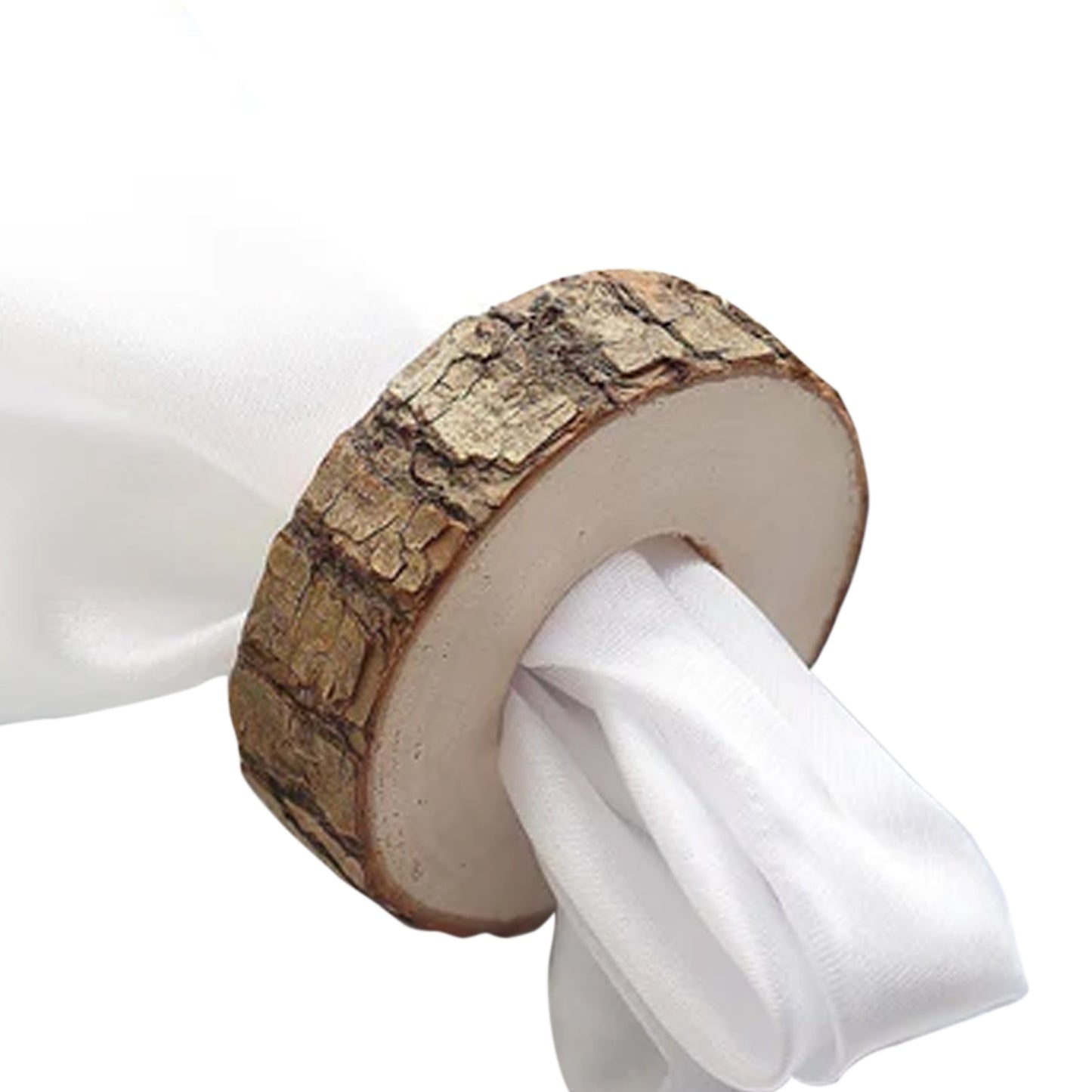 4 Pack | 3" Boho Rustic Natural Birch Wood Napkin Ring Wood Slices, Farmhouse Napkin Holders