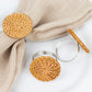4 Pack | 2" Natural Rustic Style Jute Rattan Metal Napkin Rings, Handmade Boho Chic Woven Serviette Buckle Holders