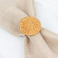 4 Pack | 2" Natural Rustic Style Jute Rattan Metal Napkin Rings, Handmade Boho Chic Woven Serviette Buckle Holders