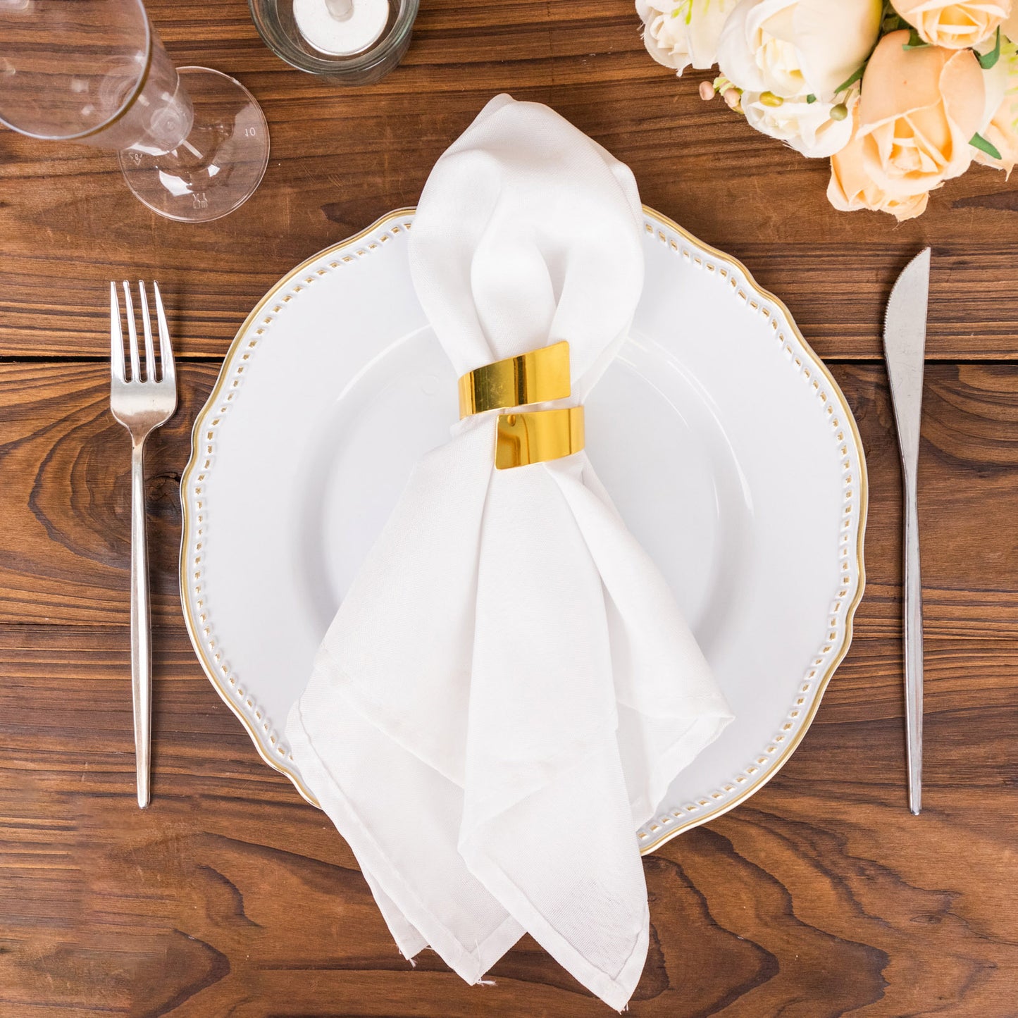 4 Pack | Shiny Gold Metal Swirl Wrap Cuff Band Napkin Rings, Decorative Scroll Serviette Buckle Napkin Holders