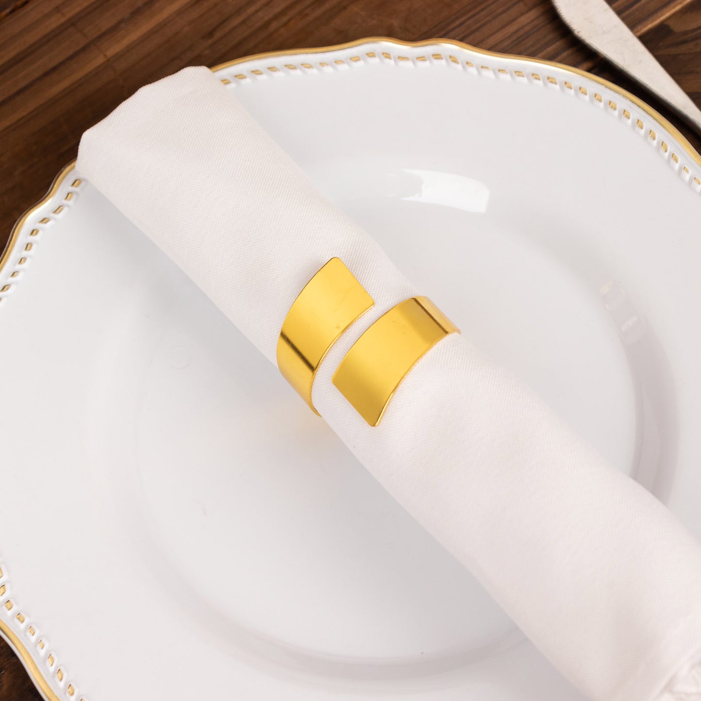 4 Pack | Shiny Gold Metal Swirl Wrap Cuff Band Napkin Rings, Decorative Scroll Serviette Buckle Napkin Holders