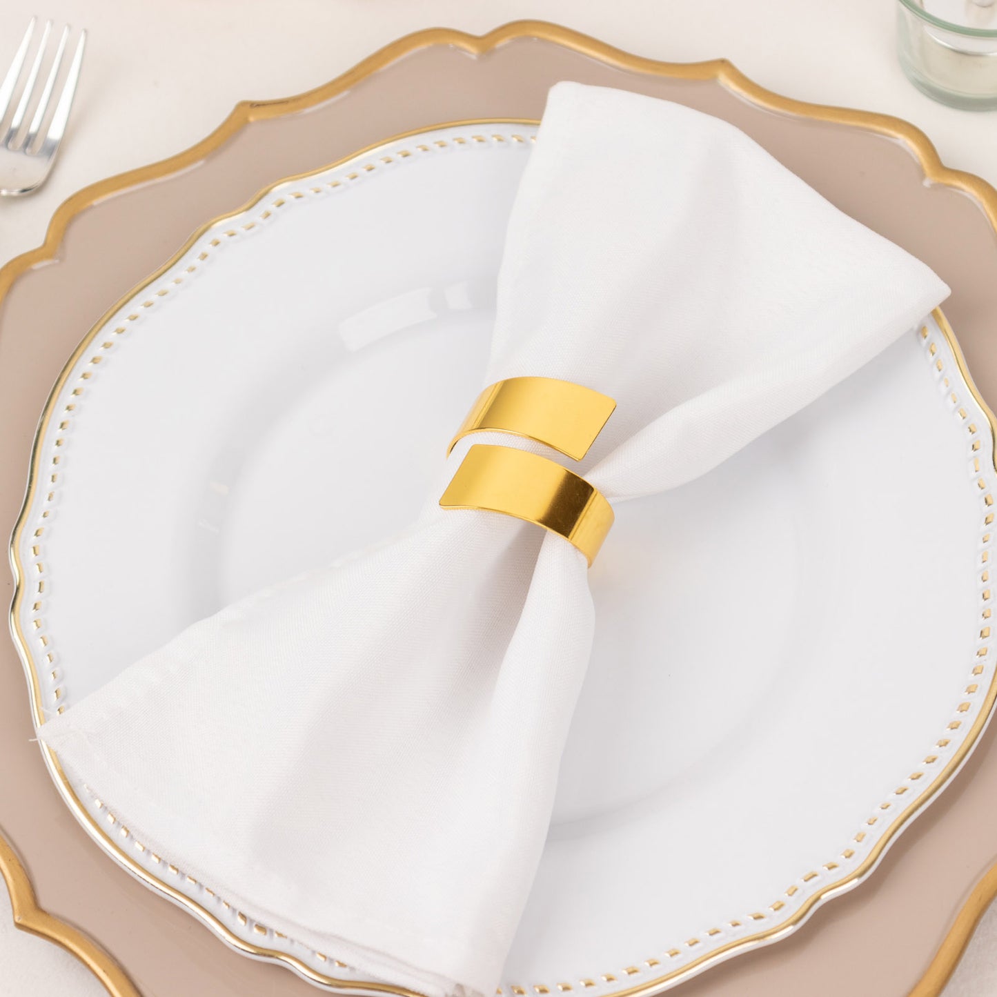 4 Pack | Shiny Gold Metal Swirl Wrap Cuff Band Napkin Rings, Decorative Scroll Serviette Buckle Napkin Holders