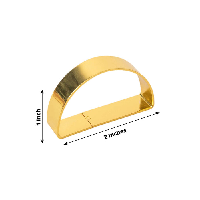 4 Pack | 2" Shiny Gold Metal Semicircle Napkin Rings, D-Shaped Serviette Buckle Napkin Holders