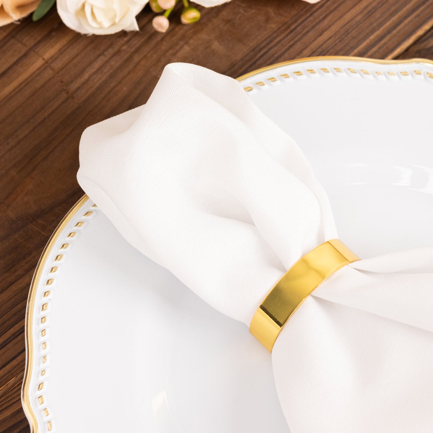 4 Pack | 2" Shiny Gold Metal Semicircle Napkin Rings, D-Shaped Serviette Buckle Napkin Holders