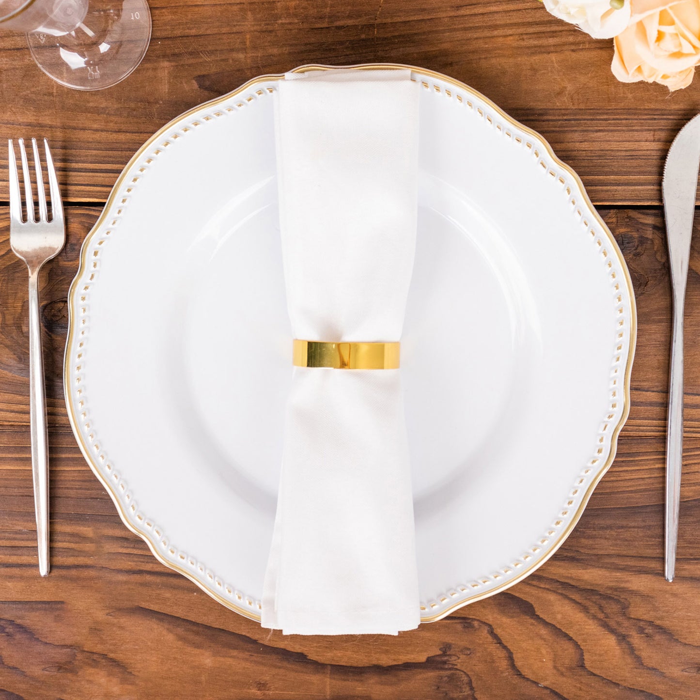 4 Pack | 2" Shiny Gold Metal Semicircle Napkin Rings, D-Shaped Serviette Buckle Napkin Holders