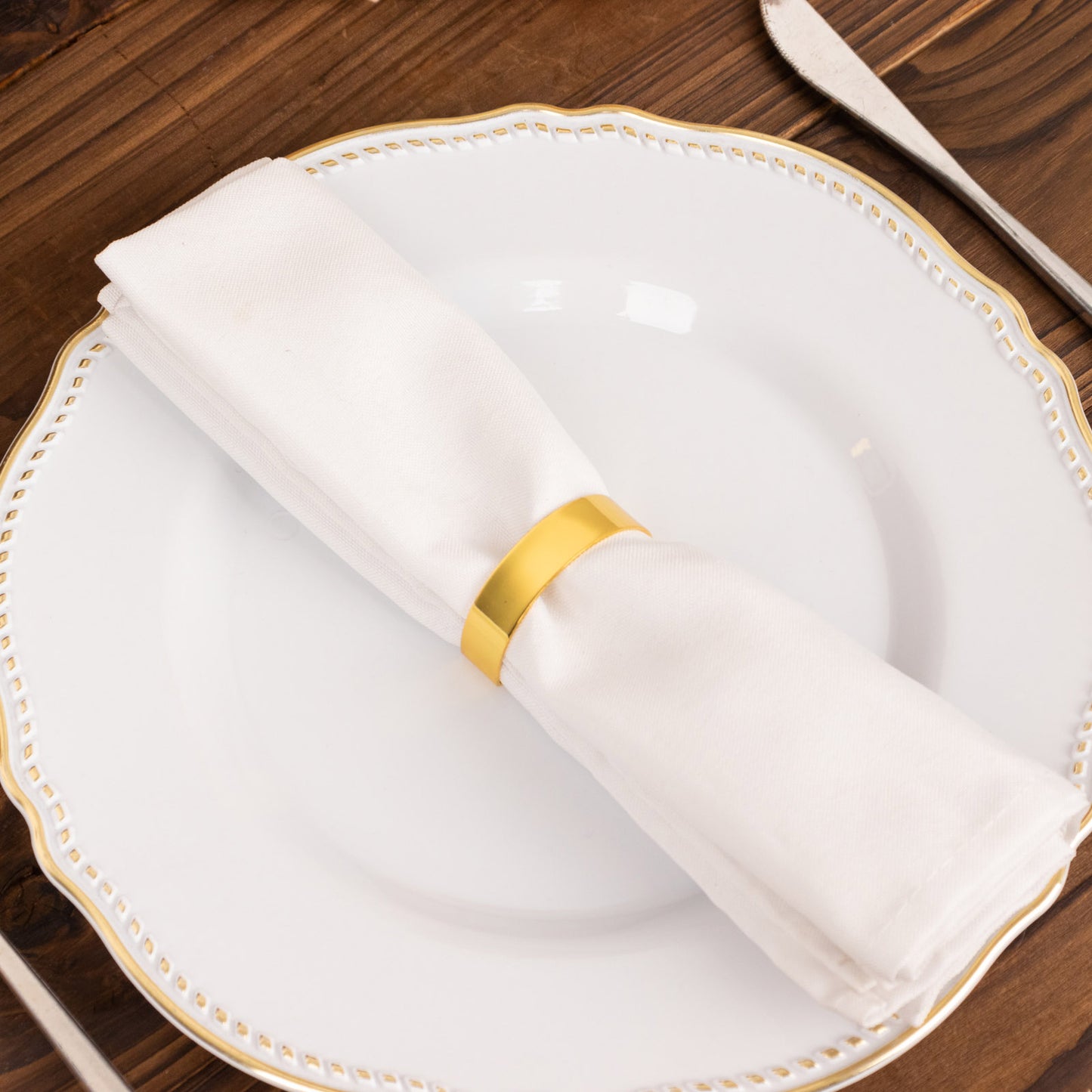 4 Pack | 2" Shiny Gold Metal Semicircle Napkin Rings, D-Shaped Serviette Buckle Napkin Holders